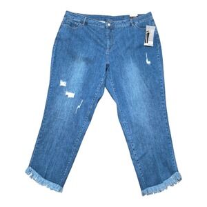 NEW! Slim-Sation By Multiples Raw Hem Ankle Jean Shape Recovery Women's 22 W